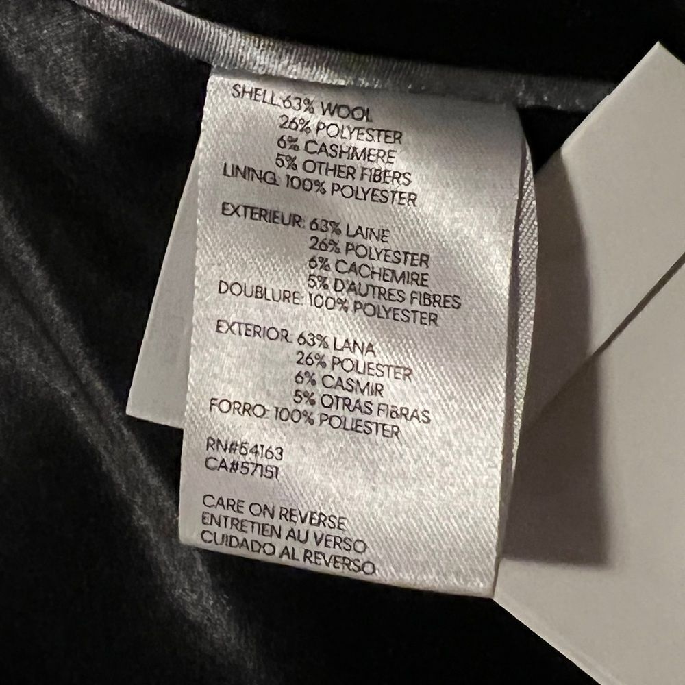 Calvin Klein Women's Single-Breasted Button Coat Wool Cashmere Blend Black 2 NWT - Picture 7 of 9